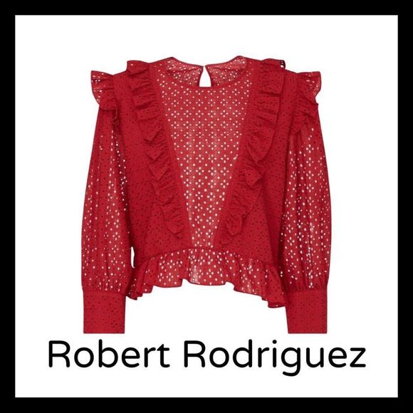 NWT, Robert Rodriguez Charlotte Eyelet Lace Top - Picture 3 of 4